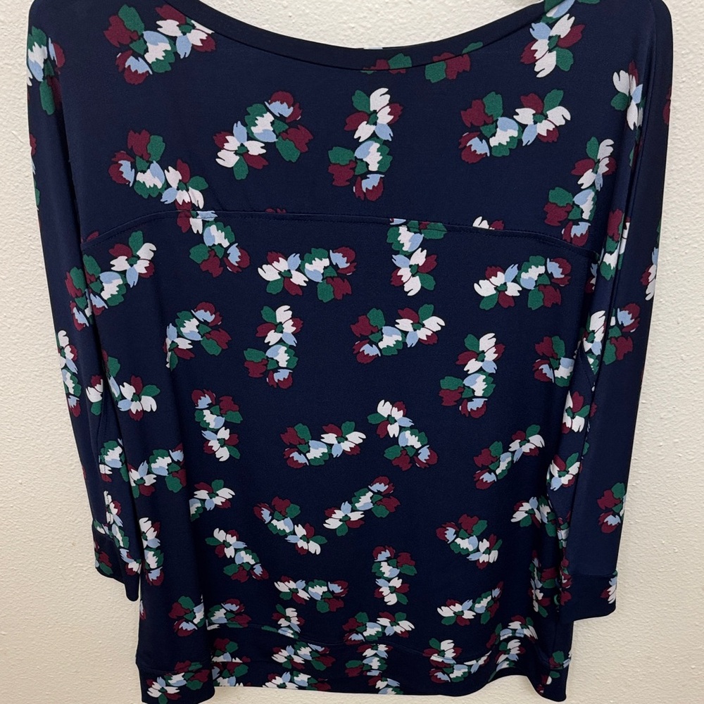Banana Republic Navy Floral Long Sleeve Top